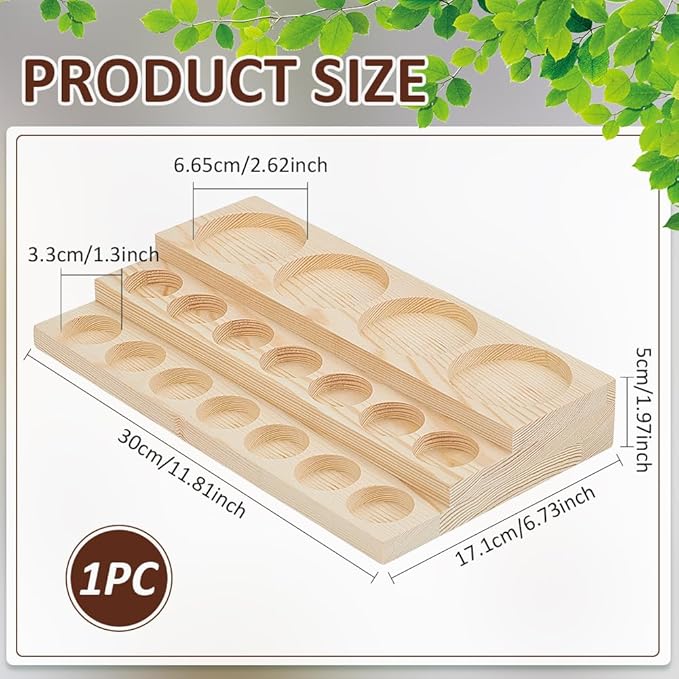 BENECREAT 3-Tier Essential Oil Display Stand, Wooden Essential Oil Organizer, Tabletop Storage Rack for 5-20ml Bottles, Nail Polish Compact Shelf, 6.7x11.8x2 inches