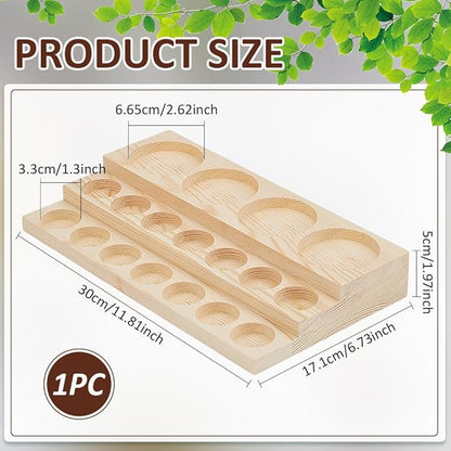BENECREAT 3-Tier Essential Oil Display Stand, Wooden Essential Oil Organizer, Tabletop Storage Rack for 5-20ml Bottles, Nail Polish Compact Shelf, 6.7x11.8x2 inches