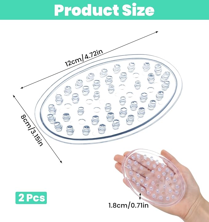 Clear Soap Dish 2 Pack, Plastic Soap Holder for Shower, Food-Grade PVC Oval Saver with Raised Peg Draining, Non-Slip Sponge Holder for Bathroom Kitchen Counter