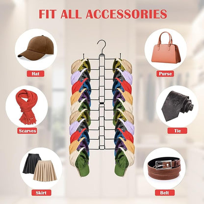 Hat Organizer for Closet, Rotatable Hat Hanger with 20 Large Hooks, Holds Up to 60 Baseball Caps, Collapsible Metal Space Saving Caps Rack for Display, Storage and Closet Organizers, White