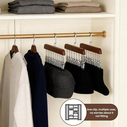 Closet Organizer with 10 Clips, Space Saving Hanging Closet Organizer, Space-Saving Closet Organizers and Storage with Sturdy Steel Non-Slip Clips (1, Vintage)