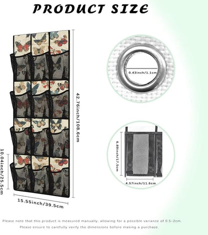 Butterfly Over the Door Shoe Organizer 12 Large Pockets Hanging Closet Organizer Foldable Hanging Shoe Rack for Front Door Entrance