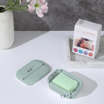 Quatish 2 Pack Travel Soap Container, Portable Soap Holder with Lid, Travel Bar Soap Holder, Soap Case for Camping Gym Travel, Soap Box for Bathroom, Greygreen