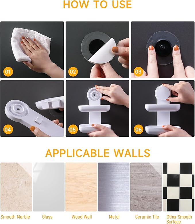 PEISAINOX Bar Soap Holder for Shower Wall, Adhesive Soap Dish NO-Drilling for Shower Bathroom Bathtub Kitchen, Wall Mount Double Tiers Drainage Soap Box Keep Soap Bars Dry (2 Tiers)
