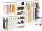 Closet System, 25.5" Wide Closet Organizer System with 3 Hanging Rods, Wood Tower Closet Storage for Walk In Closets, Wall Mounted Wardrobe Organizer Kit, Bedroom, Fit Space 6-10 ft, White
