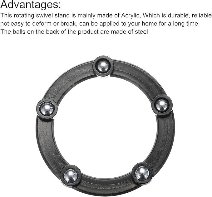 MECCANIXITY 2inch Rotating Swivel Stand with Steel Ball Bearings Annular Lazy Susan Base Turntable for Kitchen Corner Cabinets, 55 x 40mm Black Pack of 6