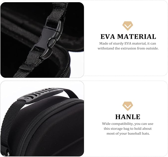 Zerodeko Hat Rack Baseball Caps Carrier Case Baseball Hat Case Travel Cap Carrier Case Holder Hat Storage Organizer Bag for Travel Black Hat Container Baseball Cap