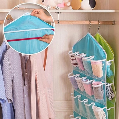 Transparent and Visible 16 Pockets Over Door Hanging Bag Shoe Rack Hanger Storage Organizer Random Color