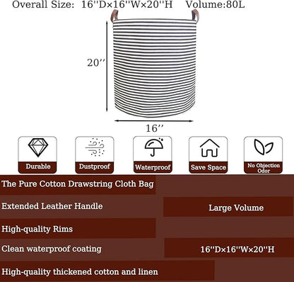 Waterproof Laundry Hamper Collapsible Laundry Basket Leather Handle Laundry Bag Large Clothes Storage Toy Organization for Bathroom Bedroom Laundryroom College Dorms (Pop-Up Laundry Hampers-006)