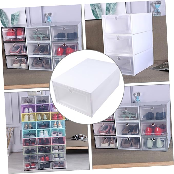 6pcs Stackable Shoe Storage Boxes Drawer-type Organizer for Shoes Sneaker Containers