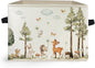 Forest Animal Nursery Storage Box Bins, Watercolor Tree Deer Fox Bunny Animal Collapsible Storage Basket Organizer for Kids Room Laundry Room Clothes Books, Decor for Room