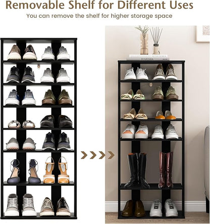 Tangkula 8-Tier Vertical Shoe Rack, Space-Saving Corner Shoe Organizer for 14 Pairs, Narrow Shoe Storage for Entryway, Front Door, or Closet