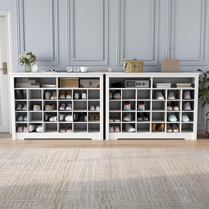 Gyfimoie 5-Tier Storage Cabinet for Entryway, Modern Shoe Rack with 26 Cubbies, Freestanding Shoe Organizer with 24 Pair Shoe Storage Cabinet for Hallway,Bedroom,Living Room(White
