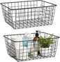 Metal Black Large Wire Basket Food Storage Organizer,pantry organizers and storage for Organizing Kitchen Cabinets potato onion, 2 Pack