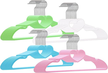 Plastic Hangers 20 Pack-Rainbow Clothes Hangers Ultra Thin Space Saving， Heart Hangers with 360 Degree Swivel Hook - Strong and Durable Adult Coat Hangers for Dress, Shirts, Coats