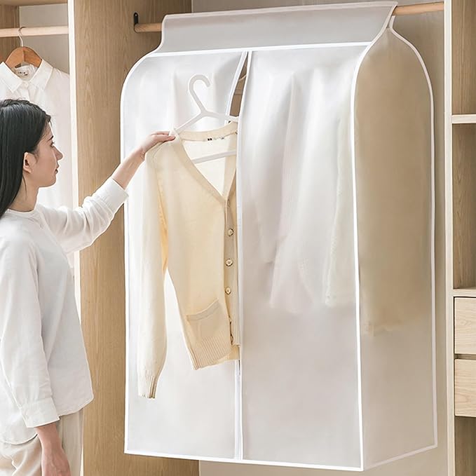 Garment Clothes Cover Storage Bag, 35" Hanging Garment Bags for Closet Storage Large Clear Window Hanging Clothes Storage Garment Rack Cover Coat Protector for Suit Coats Closet Storage