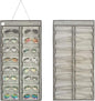 Dual-sided Hanging Sunglasses Organizer Dust-Proof Glasses Storage Wall Pocket Eyeglasses Display Case with 32 Slots