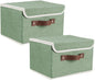 Lucky Monet Storage Bins Boxes with Lids 2 Pack Decorative Storage Boxes Collapsible Fabric Storage Basket Containers Lidded Storage Cube for Organizing Closet Home Office, 10"x 8"x 7" (Green)