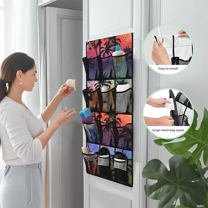 Palm Tree Over the Door Organizer Bathroom Door Storage for Toiletries Space Saving Hanging Shoe Organizer Rack for Closet College Dorm Room Garage Bedroom Classroom