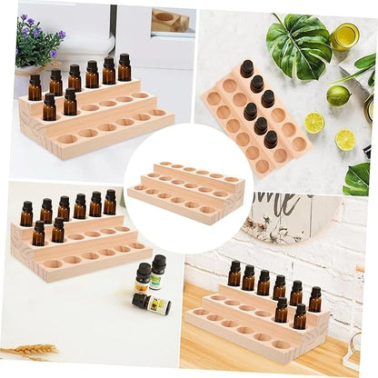 3 Tier Wooden Essential Oil Organizer Essential Oils Racks Display Stand Tabletop Storage Rack for 5-20ml Bottles Organizers and Storage Shelf Box Display for Essential Oils