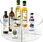 Large Lazy Susan Rotating Turntable Organizer with 5 Dividers - for Kitchen, Bathroom, Cabinet, Pantry, Fridge, Countertop, Vanity - Spinning Food Storage Container for Spices, Condiments-11.5", Clear
