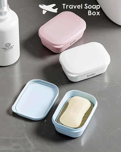 Travel Essentials Soap Holder with Lid,Leakproof Soap Dish with Drainage Layer, Portable Travel Soap Bar Case for Camping, Gym, Bathroom,Kitchen,Dormitory,Hotel(Green)