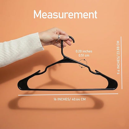 Utopia Home Plastic Hangers 100 Pack - Perfect Space Saving Clothes Hanger - Durable and Strong - Perfect Closet Organizers with Shoulder Grooves (Black)