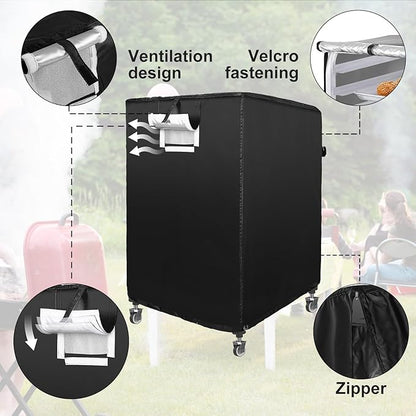 Black 10tier 23"X28"X32" Sheet Pan Rack Cover With Zipper, Ventilated, Oxford Cloth, For Baking, Cooking