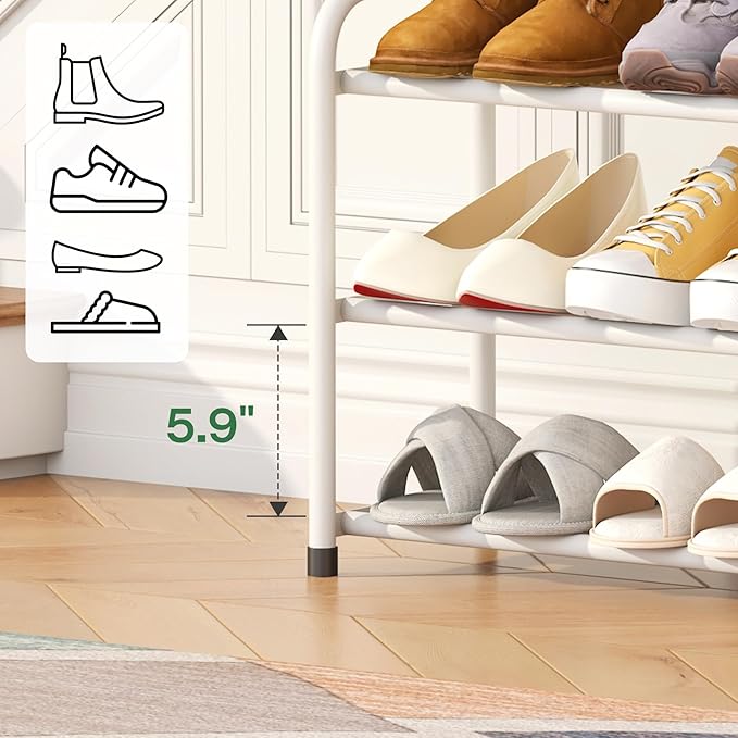 kiplant Shoe Rack for Closet, 3-Tier Expandable Closet Shoe Rack Metal Organizer, Heavy Duty Shoe Storage Shelf for Entryway, Doorway, Narrow Space