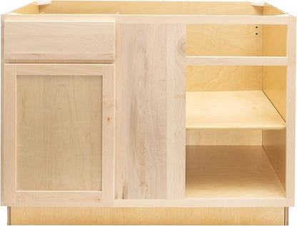 Quicklock RTA (Ready-to-Assemble) | Base Kitchen Cabinets - Shaker Style | Made in America (Raw Maple, 39" Wx34.5 Hx24 D Blind Corner)