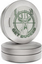 Get Bucked | Metal Container for Pouches, Premium Aluminum Can & Rugged Holder | Extra Capacity, Knurled Grip & Used Pouch Storage | EDC (Stone/Green Chrome)