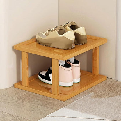 Vertical Shoe Rack, Wood Narrow Shoe Rack, Small Shoe Organizer, Space Saving Corner Shoe Shelf, Tall Shoe Tower, Free Standing Shoe Rack for Entryway, Closet, No-Tool Need 7 Tiers