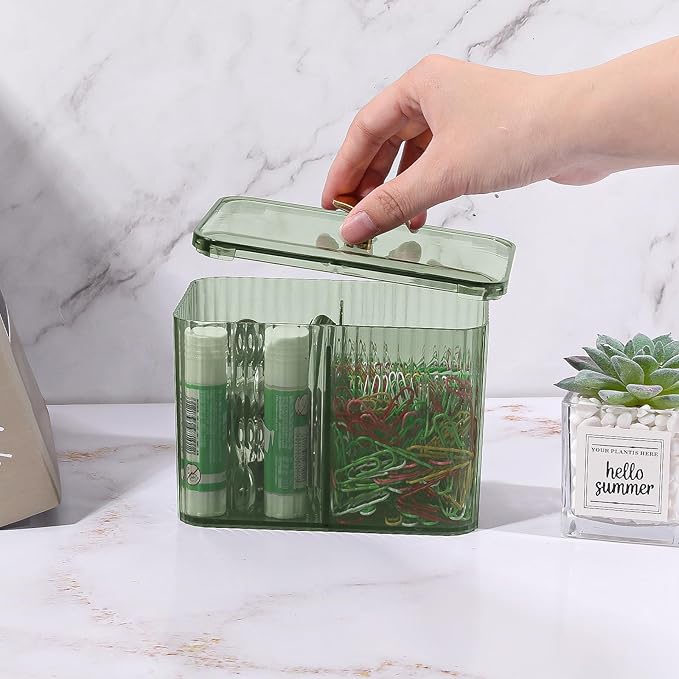 DASITON Acrylic Qtip Holder, Bathroom Jars With Lids Set, Apothecary Jar Dispenser For Cotton Ball, Swab, Round Pads, Floss