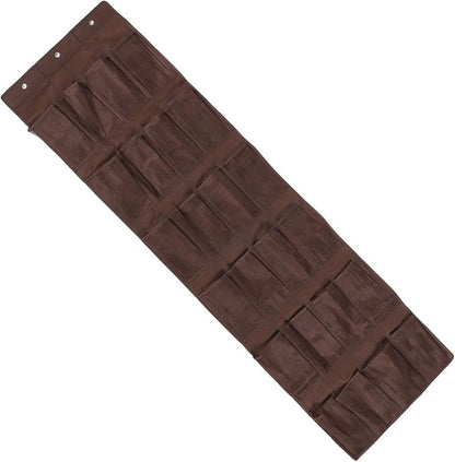 24-pocket over Door Shoe Organizer Bag, 48x168cm Non-woven Hanging Storage Pouch for Slippers and Sundries, Coffee Color, Space-saving Closet Hanging Bag for Home Storage