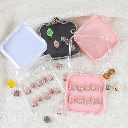 12 Pcs Press on Nail Boxes Packaging Nail Storage Display Organizer Box Case with 60 Pcs Adhesive Double Sided Tape 4 Colors