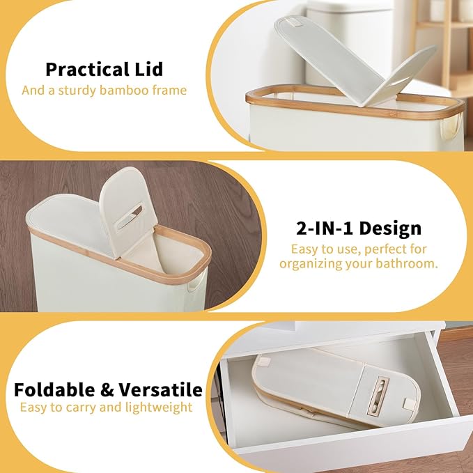 efluky Toilet Paper Storage and Holder 2 in 1, Toilet Paper Storage with Lid for Bathroom 28L, Free Standing Holder Organizer Holds Up to 9-12 Rolls, Beige