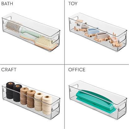iDesign Fridge Storage Bin Set - Includes Bins with Handles and Water Bottle Holder, Set of 8, Clear