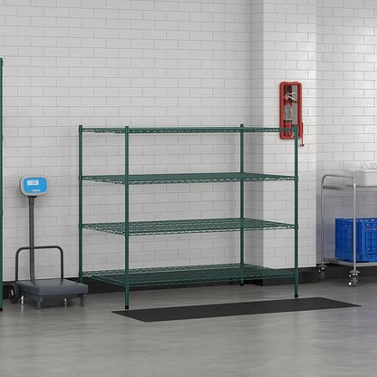 Commercial NSF Listed Green Epoxy Stationary Wire Shelving Kit 36" x 60" x 54", with 4 Shelves Perfect for Warehouse, Walk-in Refrigerator, Freezer, Grocery Store, Restaurant, Dishroom