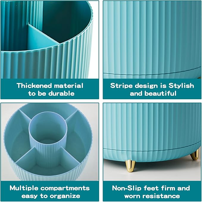 fanado 360° Rotate Makeup Brush Holder Organizer, Makeup Organizers Countertop, Makeup organization and Skincare Storage with Gift Box Packing for Vanity, Desktop, Bathroom (Blue)