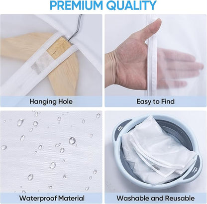 BALEINE 6-Pack Oversized Moving Bags with Reinforced Handles + 40" Translucent Garment Bags (12PK)