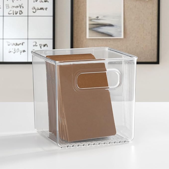 iDesign Fridge Bin with Handles, 2 Small and 2 Medium Bins, 4 Pack, Clear, Made in USA