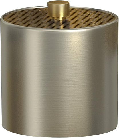 nu steel Selma Decorative Steel Bathroom Vanity Countertop Storage Organizer Canister Jar for Cotton Swabs, Rounds, Balls, Makeup Sponges, Bath Salts - Pewter & Gold Finish