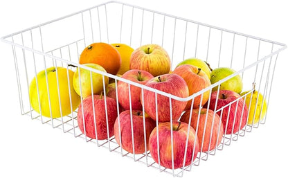 3 Pack Upright Freezer Organizer Bins - Standup Organizers for 16 Cu.Ft Freezer, Improve Air Circulation, Wire Storage Baskets, White