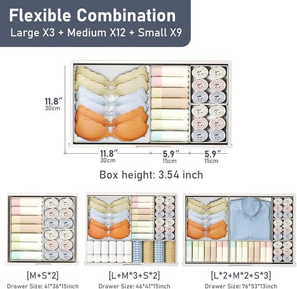 DIMJ Drawer Organizer Clothes Storage - 20 Pack Baby Dresser Organizer for Nursery, Foldable Closet Drawer Organizer Bins for Bedroom Organization, Fabric Storage Dividers for Socks, Underwears, Bras