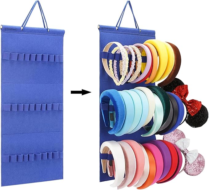 Hanging Headband Holder For Girls,Felt Headband Organizer Headband Storage Holder Organizer For Headband (Without Headbands) (Blue)