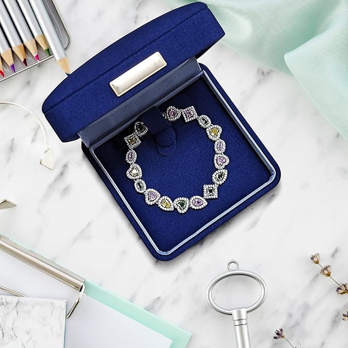 Bracelet Box, Microfiber Necklace and Bracelet Holder Necklace Box with Detachable Pad, Premium Necklace Storage Bracelet Jewelry Box for Necklaces, Bracelet (blue)