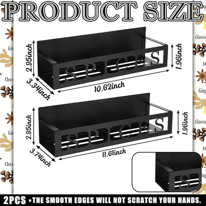 Beeveer 2 Pack Spices Magnetic Spice Rack for Refrigerator Metal Magnet Basket Shelf for Fridge Seasoning Storage Organizers Home Decor Kitchen Accessories (Black)