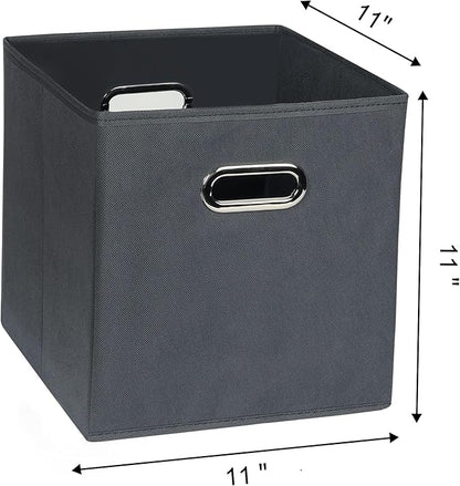 Fabric Cloth Storage Bins,Fabric Cube Organizer with Dual Handles Foldable Cube Storage Baskets for Home Bedroom Storage,Set of 10,(Gray)