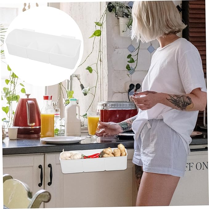 Over Cabinet Door Organizer Kitchen Storage Basket for Condiments Ginger Garlic Holder Punch Installation Elegant Design Space Saving for Easy Access