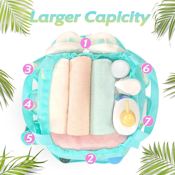 famichan Mesh Shower Caddy Portable, Dorm Room Essentials for College Students Girls and Guys, Blue Large Capacity Shower Bag for Bathroom,Camping,Gym